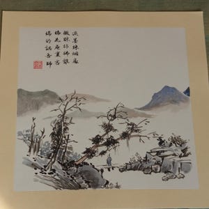 Handgemaakt traditioneel Chinees schilderij met kalligrafie op kaartrijstpapier | handgemaakt | Wanddecoratie