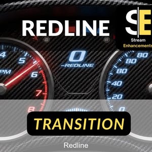 Könnte beinhalten: Armaturenbrettanzeigen mit dem Wort "REDLINE" oben. Die Drehzahlmesseranzeige zeigt eine rote Nadel bei 6. Der Tachometer zeigt eine rote Nadel bei 180. Das Wort "TRANSITION" steht unten.