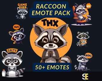 Raccoon Emote Pack: 50+ Twitch, Discord, Kick Full Body Critter Emotes (Digital Download)