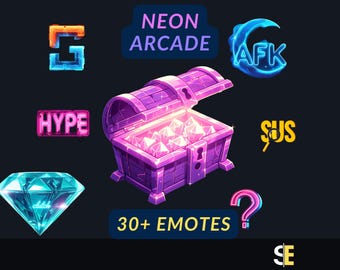 Neon Arcade Emote Pack | 30+ Glowing Gamer Emotes for Twitch, Discord, Kick