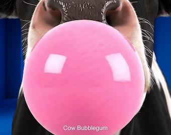 Cow Bubblegum Stinger Transition: Funny Animal Farm Stream Animation (Digital Download)