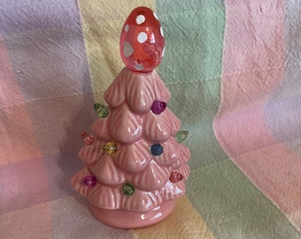 Pastel colored ceramic tree. Spring or summer, all year decor, handmade pastel pink, LED light, last one!