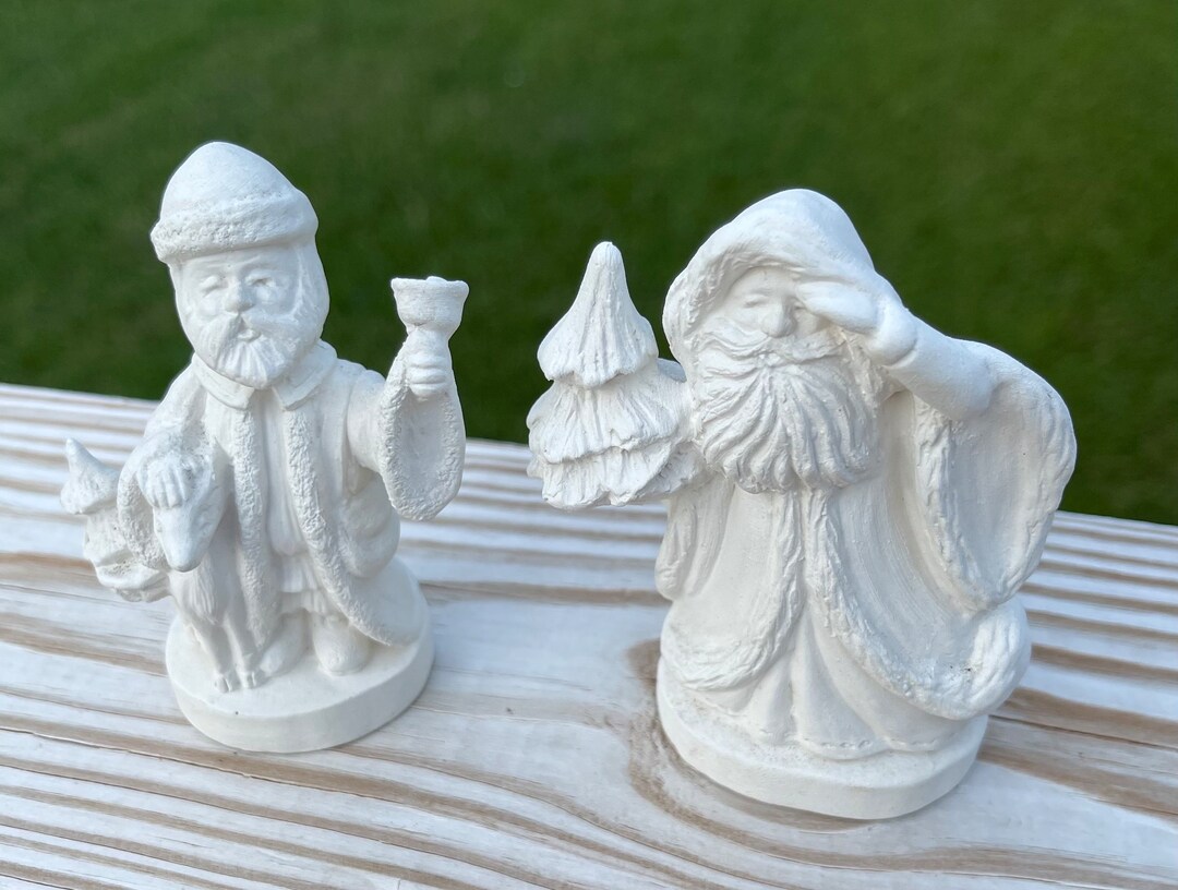 Miniature Santas Ready to Paint Bisque Set of 2 Etsy