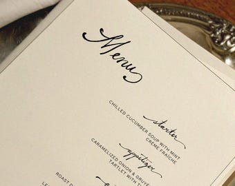 WEDDING MENU TEMPLATE Handwritten Editable & Printable Menu for Events Reception Decor