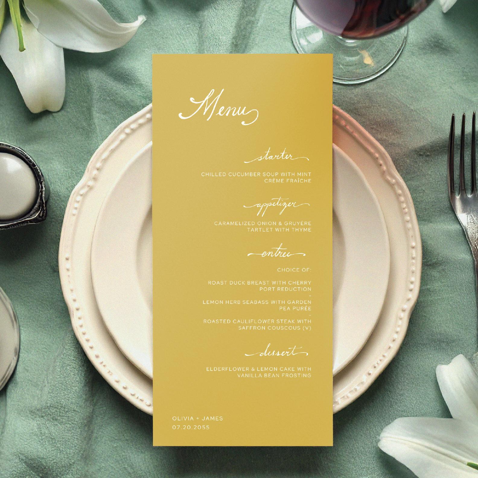WEDDING MENU TEMPLATE Handwritten Editable & Printable Menu for Events ...