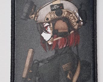 Toppa tattica militare con adesivo e velcro per ragazza anime e manga