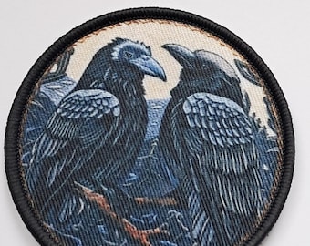 Toppa tattica Odins Ravens Huginn e Muninn con cerchio in velcro e toppa ad anello