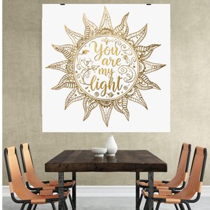 Pôsteres de quadrados galácticos, design boho de sol celestial com 'Você é minha luz' em letras douradas, presente para astrônomo, decoração de casa, arte de parede,