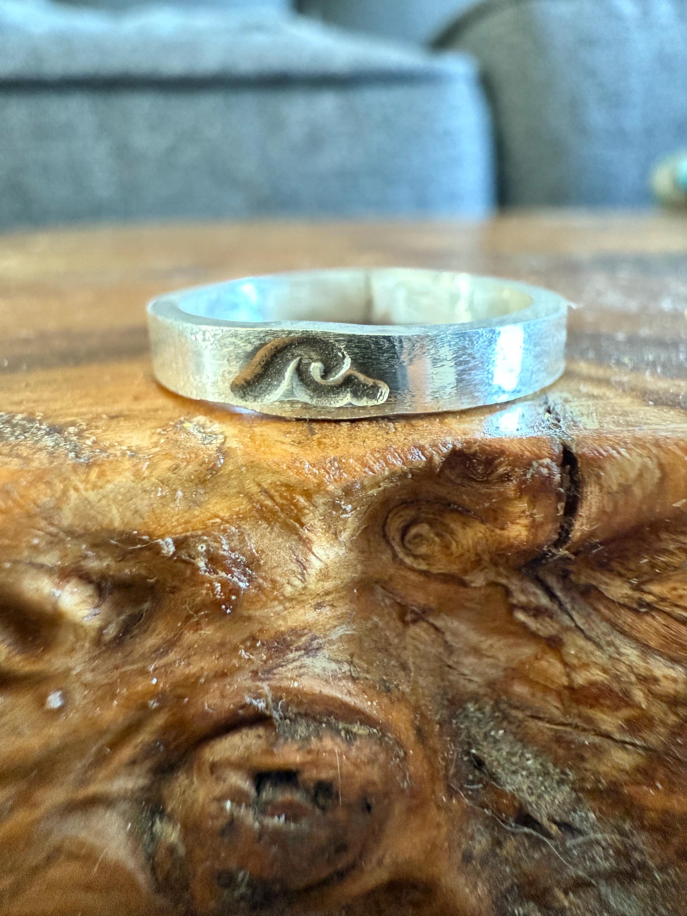 Bague Vintage Vague Surf En Argent Massif 925 - Taille 56 - Occasion