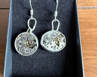 Steampunk clockwork earrings