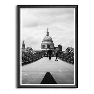 London Print: Millennium Bridge & St. Paul&#39;s Cathedral, Black and White Photography