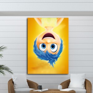Joy Wall Art Print, Inside Out Canvas Poster, Happy Cartoon Character Decor, Pixar Kids Room Artwork, Yellow Bright Canvas