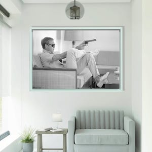 Steve McQueen Poster Canvas Wall Art, Famous Legendary Actor, Steve McQueen Wall Decor,  Famous Man Canvas, Coolest Guy Ever, Framed Art