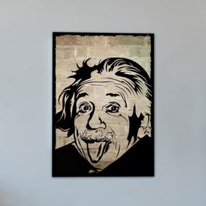 Einstein Wall Art, Funny Genius Canvas Print, Modern Science Decor, Tongue Out Portrait Poster, Street Style Intellectual Gift Idea
