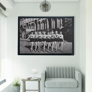 New York Dancers, Black and White Canvas, Retro Style City Decor, Women Dance Troupe, Girl Power Wall Art,New York Chorus Line,Women Poster
