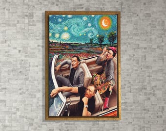 Frida Van Gogh Dali Printed,Canvas Wall Decor,Famous Artists,Vincent Van Gogh,Salvador Dali,Frida Kahlo Poster,Starry Night Art,Framed Art