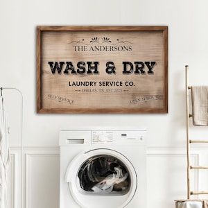 Personalized Laundry Room Decor | Laundry Canvas Poster,Laundry Service Decor,Vintage Laundry Room Decor | Rustic Wash & Dry Canvas Wall Art