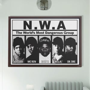 NWA Hip Hop Canvas Wall Art, Rap Music Poster, American Rapper Print, Urban Decor, Gift for Rap Fans, 90s Hip Hop Wall Art, Man room decor