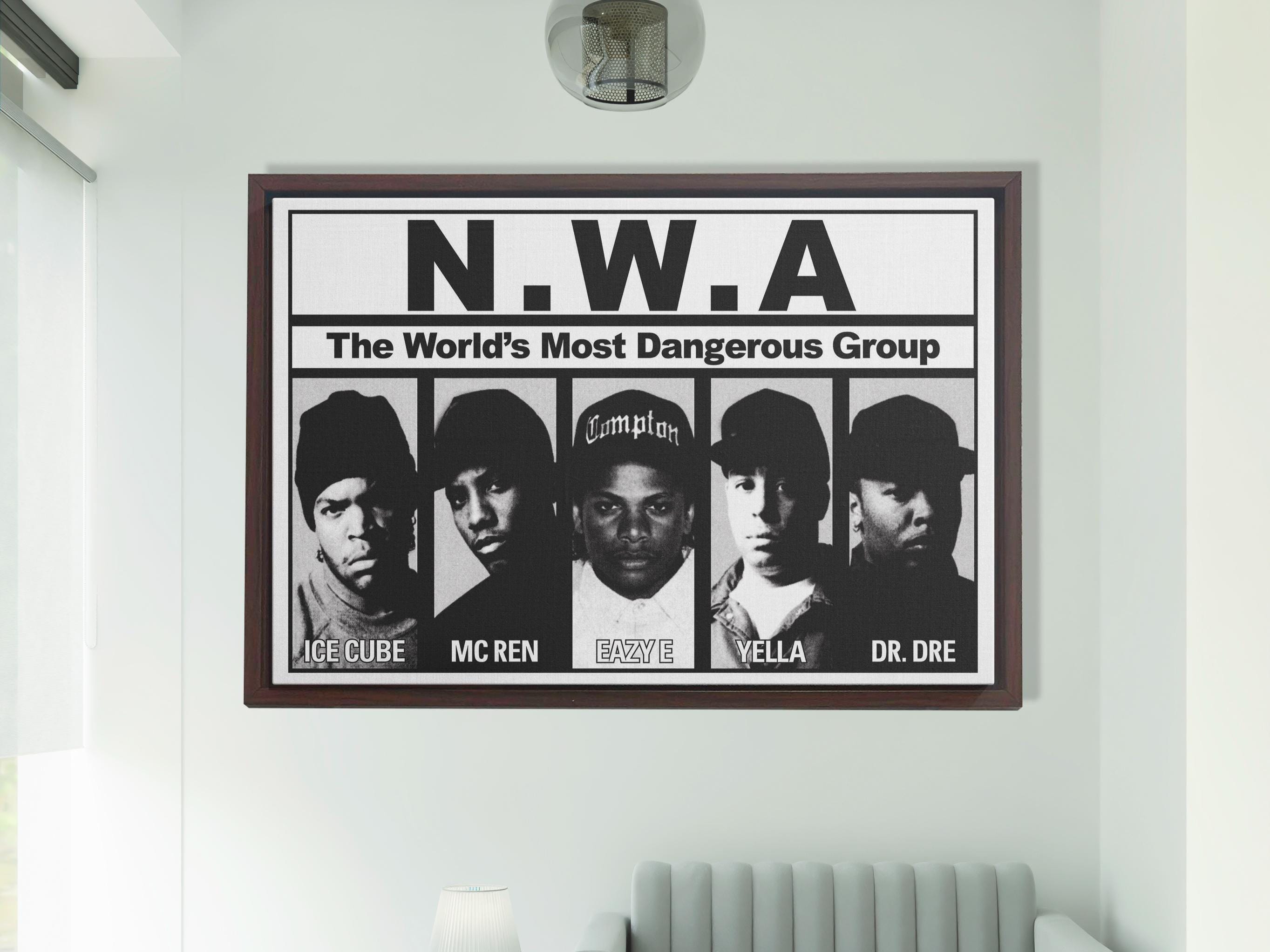 NWA Hip Hop Canvas Wall Art, Rap Music Poster, American Rapper