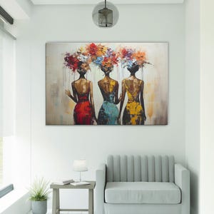 Abstract women with colored heads, Woman Canvas Art, Abstract Woman Poster, Modern home decor, Wall Art Prints, Wallhanging, Framed Wall Art