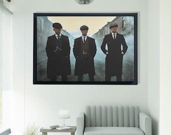 Peaky Blinders Leinwand Wandkunst, Thomas Shelby Wanddekor, gerahmte Kunst, Peaky Blinders Poster, Peaky Blinders Druck, fertig zum Aufhängen, Man Cave
