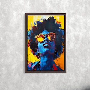 Colorful Woman Wall Art, Afro Modern Portrait Canvas, Bold Afrocentric Home Decor, Urban Pop Art Print, Afro Woman Art, Trendy Canvas