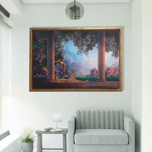 Maxfield Parrish Daybreak, Reproduction Canvas, Magical realism, Nature goddess, Mythological wall art, Framed Art, Wall Decor, Gift idea