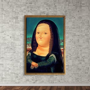 Mona Lisa von Fernando Botero Wandkunst, Fette Mona Lisa Druck, Mona Lisa Fun Art, Mona Lisa Poster, Fernando Botero Kunst, gerahmte Wanddekoration