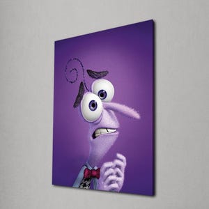 Poster da parete Inside Out, poster del personaggio Fear, stampa su tela ispirata alla Pixar, arte dei cartoni animati viola, decorazioni per la cameretta dei bambini, arte dei film d'animazione, regalo per la sala giochi