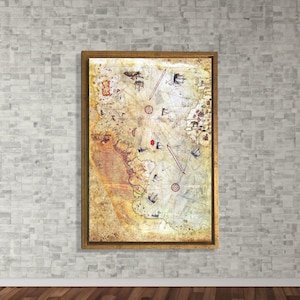 Piri Reis Antique Map Print, Old World Map Canvas Art, Ottoman Explorer Wall Decor, Historical Map Poster, Nautical Gift Idea