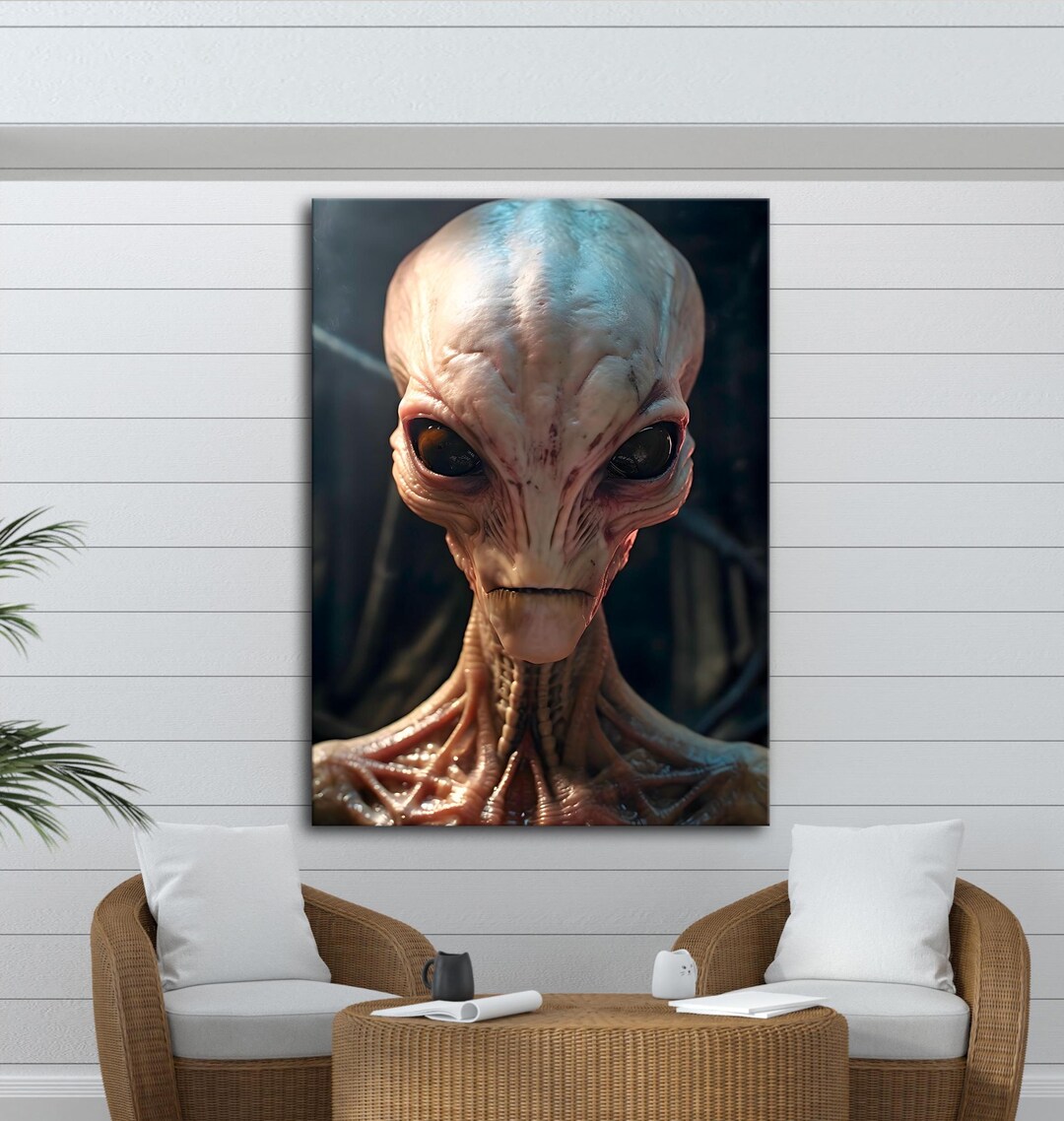 Alien Wall Art, Sci-fi Canvas Print, Extraterrestrial Poster, Modern ...