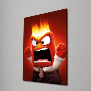 Impresión de arte de pared de ira, lienzo de personaje de Inside Out, póster de dibujos animados divertidos, decoración de habitación infantil, obra de arte inspirada en Pixar, decoración de pared, regalo para habitación infantil