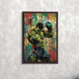 Stampa su tela &quot;Eroe del pugilato&quot;, decorazione murale pop art colorata, dipinto in stile fumetto di supereroi, poster di Hulk, decorazione per la cameretta dei bambini
