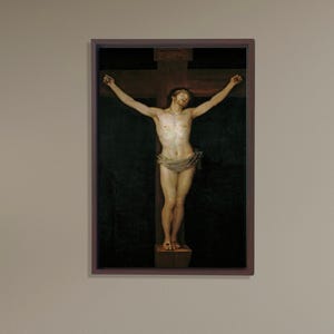 Jesus Crucifixion Canvas Art, Classic Religious Wall Decor, Christ on Cross Print, Sacred Catholic Artwork, Christian Vertical Poster