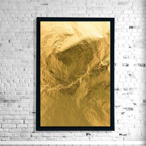 Gold Foil Wall Art, Luxury Minimalist Canvas, Abstract Metallic Texture Print, Glam Accent Art for Bedroom, Modern Gold Home Decor