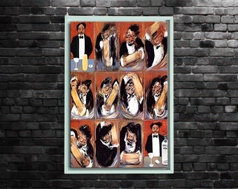 Guy Buffet The Making Of Perfect Martini, Food&Drink Poster, Martini canvas, Funny Bar Wall Decor, Printable Wall Art, Cafe Canvas Wall Art