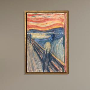 The Scream Canvas Wall Art, Edvard Munch Expressionist Print, Famous Emotional Artwork, Vibrant Vertical Decor for Modern Interiors