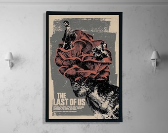 The Last of Us Art Print, Cordyceps Skull Poster, Framed Dark Game Room Decor, The Last of Us Movie Canvas Painting, Wall Art Decor