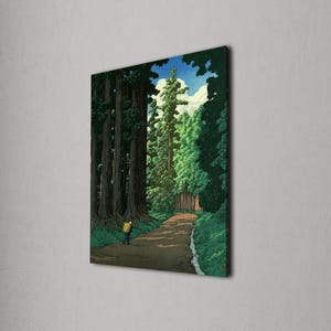 Waldlandschaft Wandkunst, Naturlehrpfad Leinwanddruck, Wanderabenteuer Poster, Grüne Baumpfad Malerei, Outdoor Liebhaber Geschenk, Ruhige Dekoration