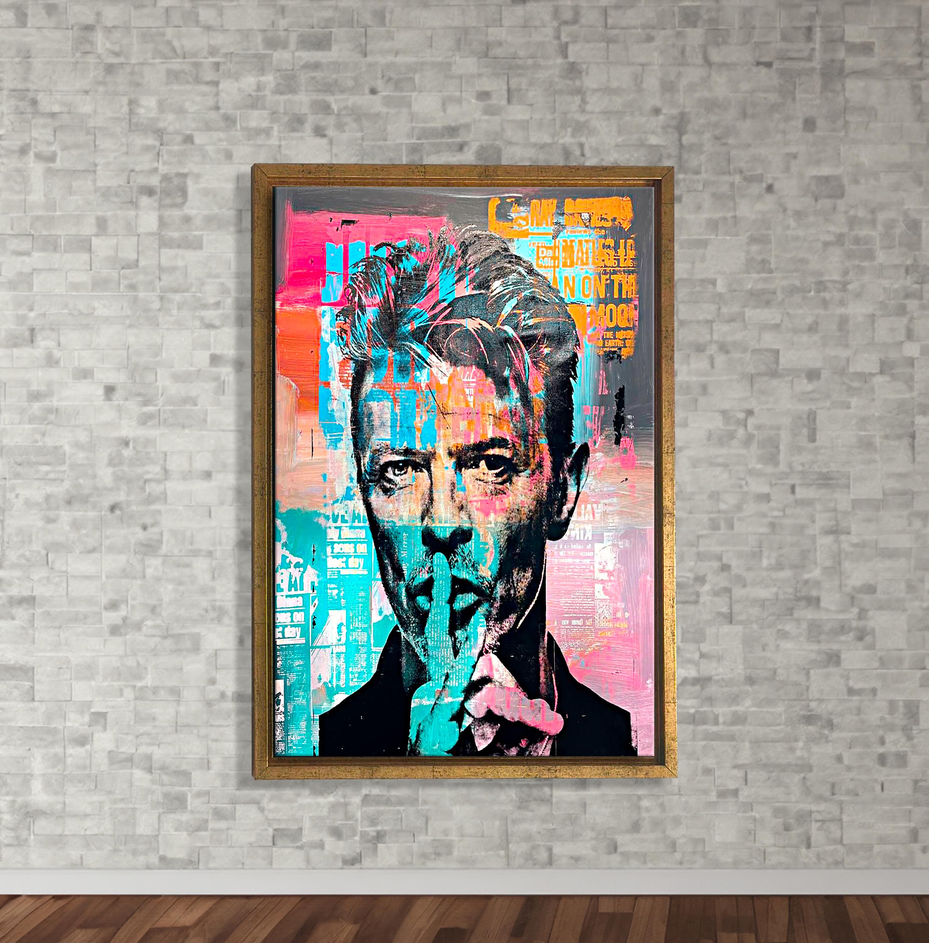 David Bowie Portrait, David Bowie Graffiti Pop Art Canvas, Framed