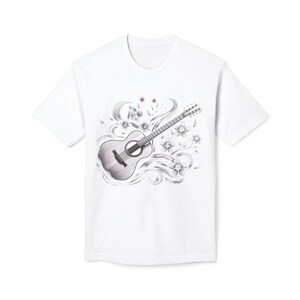Floral Guitar T-Shirt: Unisex Cotton Tee, Music Lover Gift
