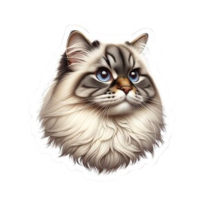 Fluffy Cat Kiss-Cut Stickers - Cute Cat Decor, Laptop Stickers, Pet Lover Gift, Cat Lover Accessories