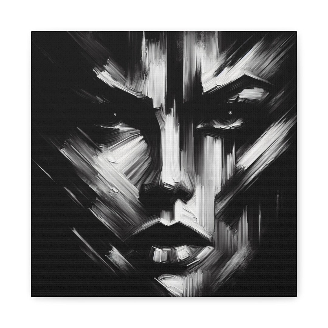 Abstract Female Face Canvas Wall Art, Black and White Woman Portrait ...
