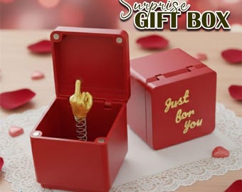 Doigt du milieu Boîte cadeau surprise amusante juste pour vous Boîte cadeau Boîte cadeau agaçante Boîte pop-up blague Cadeau Saint-Valentin.