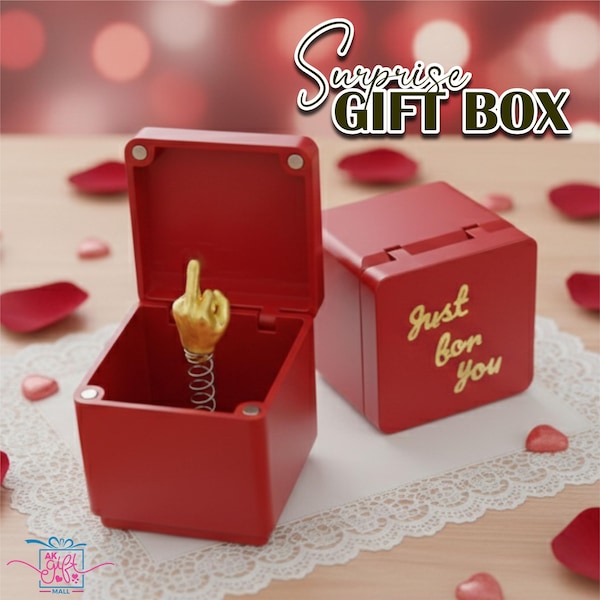 Middle Finger Funny  Surprise Gift Box Just for You Gift Box Annoying Gift Box Prank Pop-Up Box Valentines Gift.