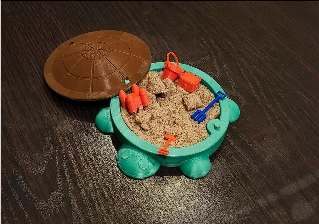 Bac à Sable Tortue Avec Couvercle - Jouet Sensoriel Intérieur Extérieur Pour Enfants 3-5 Ans