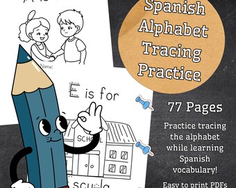 Spanish Alphabet Tracing Worksheet: Bilingual Learning Bundle (PDF Download, 77 Pages)