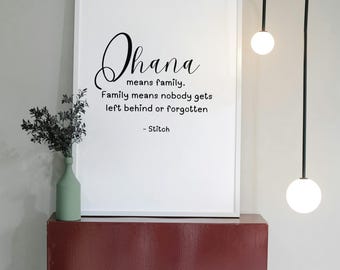 Ohana Means Family Disney Poster, Lilo and Stitch, Kids Room (Digital Download)