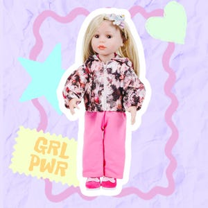 AG Puppenkleidung 5-teiliges Set, Kapuzenjacke, Einhornhemd und Haarnadel, Hose, Schuhe, Set für 18-Zoll-Mädchenpuppen (Puppe Nicht Enthalten) 058