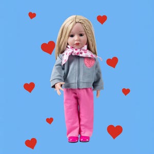 AG Puppenkleidung komplettes 5-teiliges Set, Graues Sweatshirt, Sportliche Hose, Schal, Schuhe, Set für 18 &quot;Mädchen-Puppen (Puppe Nicht Enthalten) 057